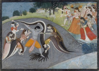Krishna Subdung Kalia, Käärmedemoni: Folio Bhagavata Purana -sarjasta, n. 1785. tekijältä First generation after Manaku and Nainsukh.