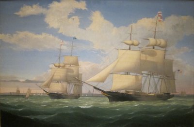 Laivat "Winged Arrow" ja "Southern Cross" Bostonin satamassa. tekijältä Fitz Henry Lane