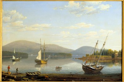 Näkymä Somesin satamasta Mainen osavaltiossa Yhdysvalloissa Hugh Lane Fitzin (1804-1865) maalaus 1850 Yksityinen kokoelma tekijältä Fitz Henry Lane