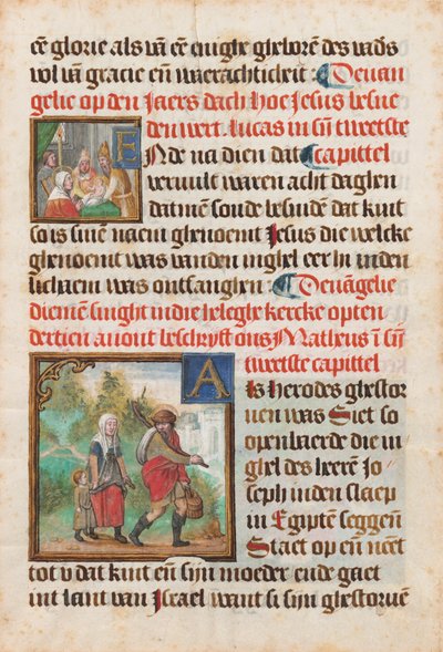 Käsikirjoitus lehti tuntikirjasta tekijältä Flemish 15th Century