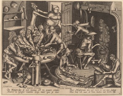 Ohut keittiö tekijältä Flemish 17th Century, after Pieter van der Heyden, after Pieter Bruegel the Elder