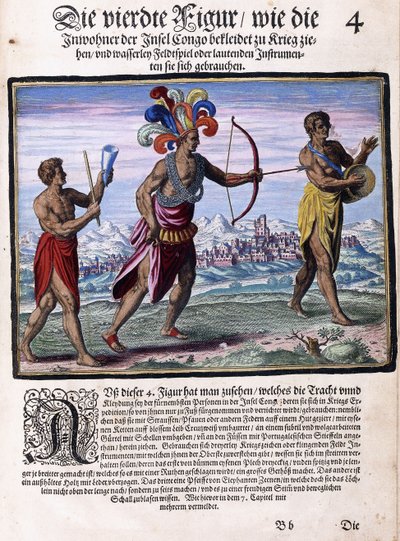 Sivu kirjasta "Pienet matkat, saksaksi, osa I: Pigafetta"s Congo", 1597 tekijältä Flemish School
