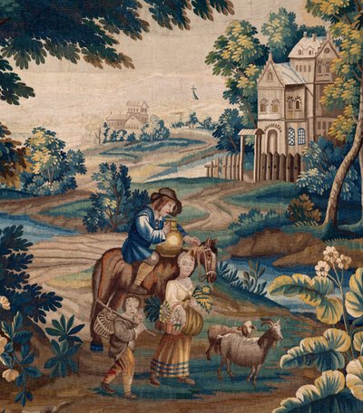 Flanderin kuvakudos. 1700-luvun loppu. Kirkon omaisuus Sint-Walburgakerk Oudenaarde (Dekenij van de Sint-Walburga). tekijältä Flemish School