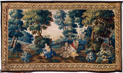 Flanderin kuvakudos. 1600-luvun loppu. Kirkon omaisuus Sint-Walburgakerk Oudenaarde (Sint-Walburgan dekaanikunta). tekijältä Flemish School