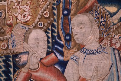 Flanderin kuvakudos. Punaisen meren ohittaminen (Paso del Mar Rojo). Noin 1490. Yksityiskohta. tekijältä Flemish School