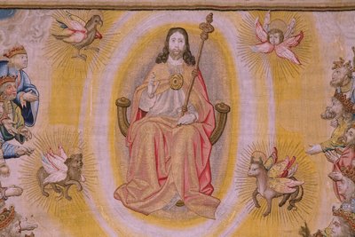 Flanderin kuvakudos. Sarja The Apocalypse: Pyhä Mikael voitti lohikäärmeen. Atelier Willem Dermoyen, Bryssel. Noin 1553-1555. Yksityiskohta. tekijältä Flemish School