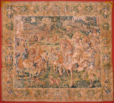 Flanderin kuvakudos. Sarja Judith kirja. Nebukadnessarin armeija (El ejército de Nabucodonosor). Ensimmäinen kuvakudos sarjassa. Valmistus Alankomaat, Bryssel?, 1500-luvun toinen puoli. Kangas Villa. Sijainti Barin Pyhän Nikolauksen kirkko (mu tekijältä Flemish School