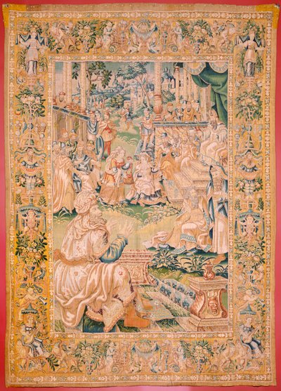 Flanderin kuvakudos. Sarja Judith kirja. Paluu Bethuliaan (Regreso a Betulia). Sarjan kahdeksas kuvakudos. Valmistus Alankomaat, Bryssel(?). 1500-luvun toinen puoli. Kangas Villa. Sijainti Barin Pyhän Nikolauksen kirkko (museo avattu tekijältä Flemish School
