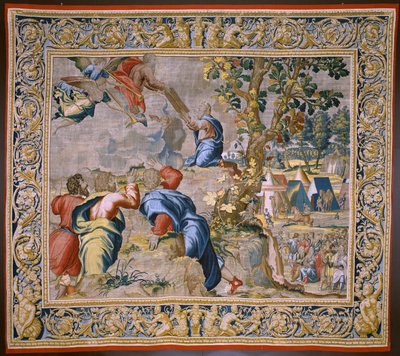 Flanderin kuvakudos. Sarja Mooseksen historia. Mooses Siinain vuorella. Atelier Joost van Herzele. Noin 1550. tekijältä Flemish School