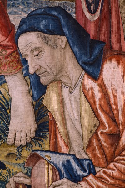 Flanderin kuvakudos. Sarja Pyhän Johannes Kastajan historia: Kristuksen kaste (Het doopsel van Christus). Brysselin ateljee. 1515-1520. tekijältä Flemish School