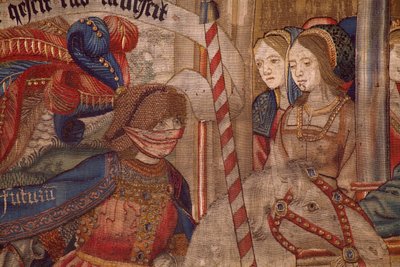 Flanderin kuvakudos. Ajan voitto (De triomf van de Tijd, El triunfo del Tiempo). Villa ja silkki. 347x342 cm. Yksityinen kokoelma. Noin 1504. Yksityiskohta. tekijältä Flemish School
