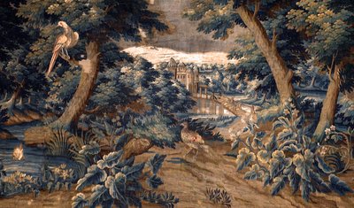 Flanderin kuvakudos. kestää. 1700-luvun loppu - 1700-luvun alku. Kirkon omaisuus Sint-Walburgakerk Oudenaarde (Dekenij van de Sint-Walburga). Yksityiskohta. tekijältä Flemish School