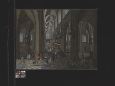 Antwerpenin katedraalin sisustus (öljy kankaalle) tekijältä Flemish School