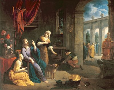 Jeesus Martan ja Marian kotona tekijältä Flemish School