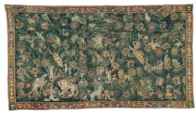 Large Leaf Verdure, jossa on eläimiä ja lintuja, 1525-50 tekijältä Flemish School