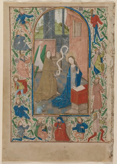 Lehti tuntikirjasta: Annunciation tekijältä Flemish School