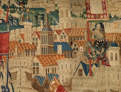 Seurakunnan kuvakudosmuseo (Pastrana Tapestries -seurakuntamuseo). Flanderin kuvakudos. Tangerin valloitus (Tangerin valloitus, De inname van Tanger). Sarja Portugalin kuninkaan Alfonso I:n valloitukset. Tournai. Villa ja silkki tekijältä Flemish School