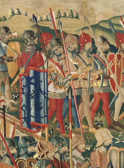 Seurakunnan kuvakudosmuseo (Pastrana Parish Museum of Tapestries). Flanderin kuvakudos. Laskeutuminen Arzilaan (Laskeutuminen Arzilaan, Desembarcoon ja Arzilaan). Sarja Portugalin kuninkaan Alfonso I:n valloitukset (Portugalin kuninkaan Alfonso V:n valloit tekijältä Flemish School