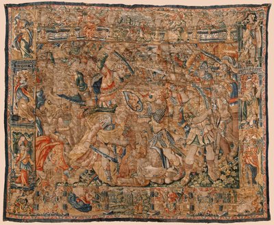 Seurakunnan kuvakudosmuseo (Pastrana Parish Museum of Tapestries). Flanderin kuvakudos. Taistelu Aleksanterin ja Dariuksen ja Ipson välillä (Taistelu Aleksanterin ja Dariuksen välillä Ipsossa). Bryssel. Villa ja silkki. 16. vuosisata. 510x419 cm. tekijältä Flemish School
