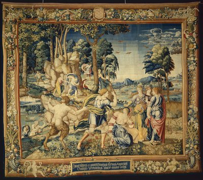 Vertumnuksen ja muiden kosijoiden yllättynyt Pomona, Vertumnuksen ja Pomonan tarina, 1535-40 tekijältä Flemish School