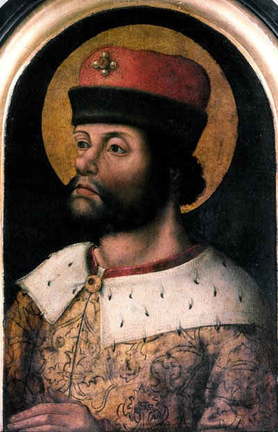 Kaarle Suuren muotokuva (Kaarles I kutsui Kaarle Suureksi 742-814) Flanderin koulukunnan nimetön maalaus. 1500-luvun Lontoo, Antiikkiyhdistys tekijältä Flemish School