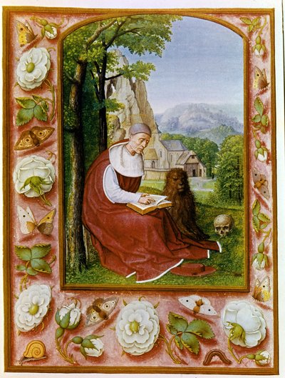 Pyhän Hieromuksen muotokuva. Grimani-breviaari vuosilta 1490-1510 Marcianan kirjastosta Venetsiassa. tekijältä Flemish School