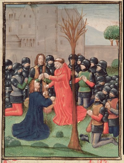 Roy 15 E I f.98v Löytö keihästä, jolla Kristus lävistettiin, Estoire d