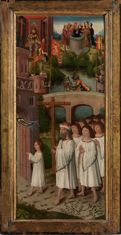 Cenas da Lenda da Santa Cruz (óleo sobre painel) finlandês tekijältä Flemish School