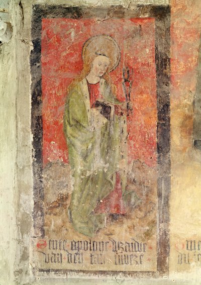 Pyhä Apollonia, seinämaalaus kryptasta, n. 1480-1540 tekijältä Flemish School
