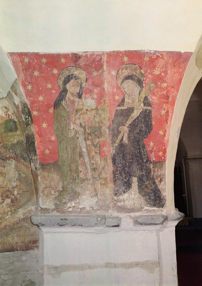 St. Simon ja St. Claire, seinämaalaus kryptasta, n. 1480-1540 tekijältä Flemish School