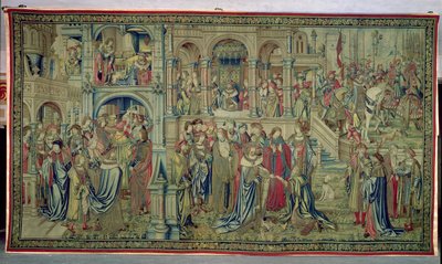 Lapsen ja kuninkaan kuolemalle luvataan voitto, Daavidin ja Batseban kuvakudos, n. 1510-1515 tekijältä Flemish School