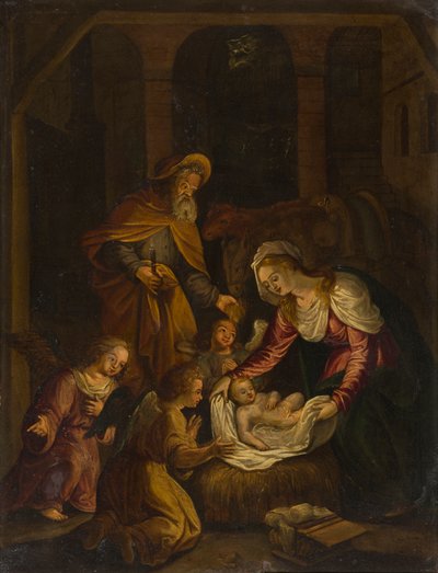 Syntymä, n. 1601-1699 (öljy kankaalle) tekijältä Flemish School