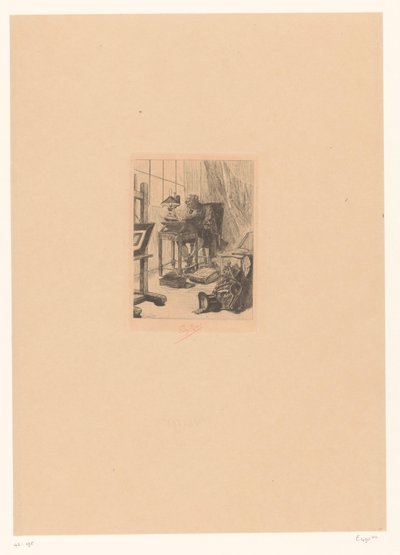 Oude man leest in een studerkamer Nykytaide Grimoiren lukeminen Menneen vuoden bibliofiili tekijältä Félicien Rops (signed by artist)