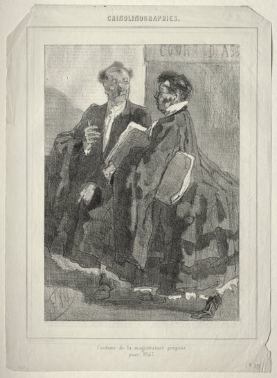 Krinolinografiat (tuomarin puku vuodelle 1857) tekijältä Félicien Rops