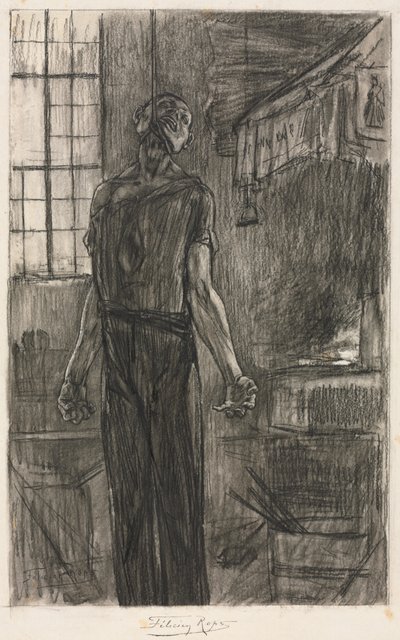 Hirtetty mies pajassa, n. 1880. tekijältä Félicien Rops