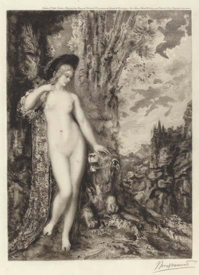 Rakastava leijona tekijältä Félix Bracquemond, after Gustave Moreau