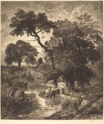 Ilta tekijältä Félix Bracquemond after Théodore Rousseau
