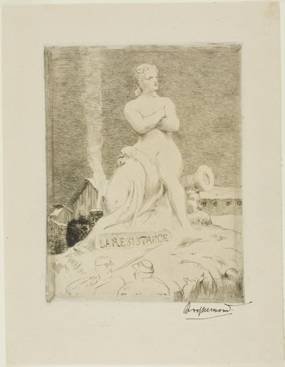 Falguièren vastarintapatsas, Pariisin piiritys -teoksen neljäs levy, 1870. tekijältä Félix Henri Bracquemond