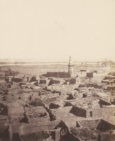 Edfu, Kaupungin yleinen näkökulma Py...n keskuslaiturilta nähtynä, 1851-52, painettu 1853-54. tekijältä Félix Teynard