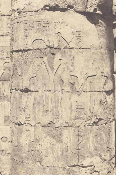 Karnak (Thebes), palatsi - Hypostyle Hall - Keski pylväikkö - Futin koristelu tekijältä Félix Teynard