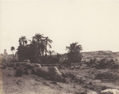 Karnak Thebes, Avenue of Sphinxes - Yleinen näkymä pisteestä G, 1851-52, painettu 1853-54. tekijältä Félix Teynard