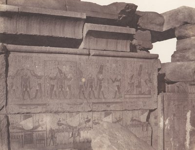 Karnak Thebes, Palatsi - Graniitin rakentaminen - Veistetty koriste..., 1851-52, painettu 1853-54. tekijältä Félix Teynard