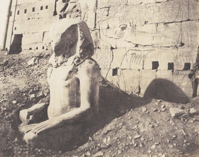 Karnak Thebes, kolmas pylväs - Kalkkikivispathin kolossi, D, 1851-52, painettu 1853-54. tekijältä Félix Teynard