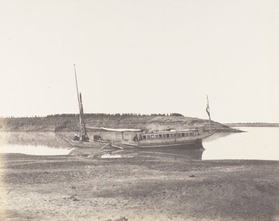 Louksor, Petit Bras du Nile - Voyageurs Barque, 1851-52, painettu 1853-54. tekijältä Félix Teynard