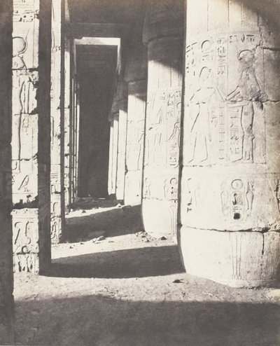 Medinet-Abou Thebes, Rakennukset Posteriors - Toinen tuomioistuin - Ga..., 1851-52, painettu 1853-54. tekijältä Félix Teynard
