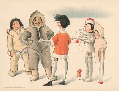 Kuvitus The Golliwoggs Polar Adventuresista tekijältä Florence K. Upton