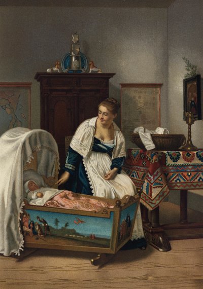 Nuori äiti (chromolitho) tekijältä Florent Willems