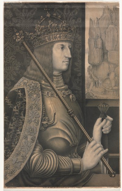 Keisari Maximilian I:n muotokuva kruunulla ja valtikalla, 1825. tekijältä Florentin Lauter