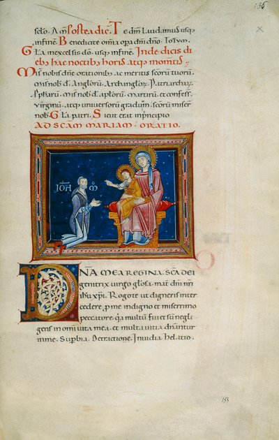 Madonna valtaistuimellaan Lapsen ja lahjoittajan kanssa (Cod. Pluteo XVII.3, n. 155) tekijältä Florentine School