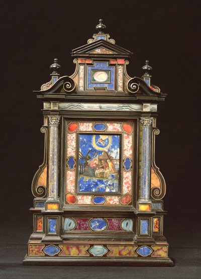 Kannettava alttaritaulu, syntymäkirja, firenzeläinen (pietra dura) tekijältä Florentine School